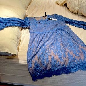 BCBG slate Blue lace dress